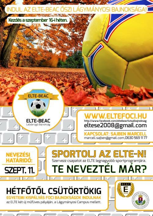 Rajtol az ELTE-BEAC Őszi Lágymányosi Bajnoksága!